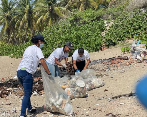 Estudiantes de Loyola realizan jornada de limpieza en playa de Nigua